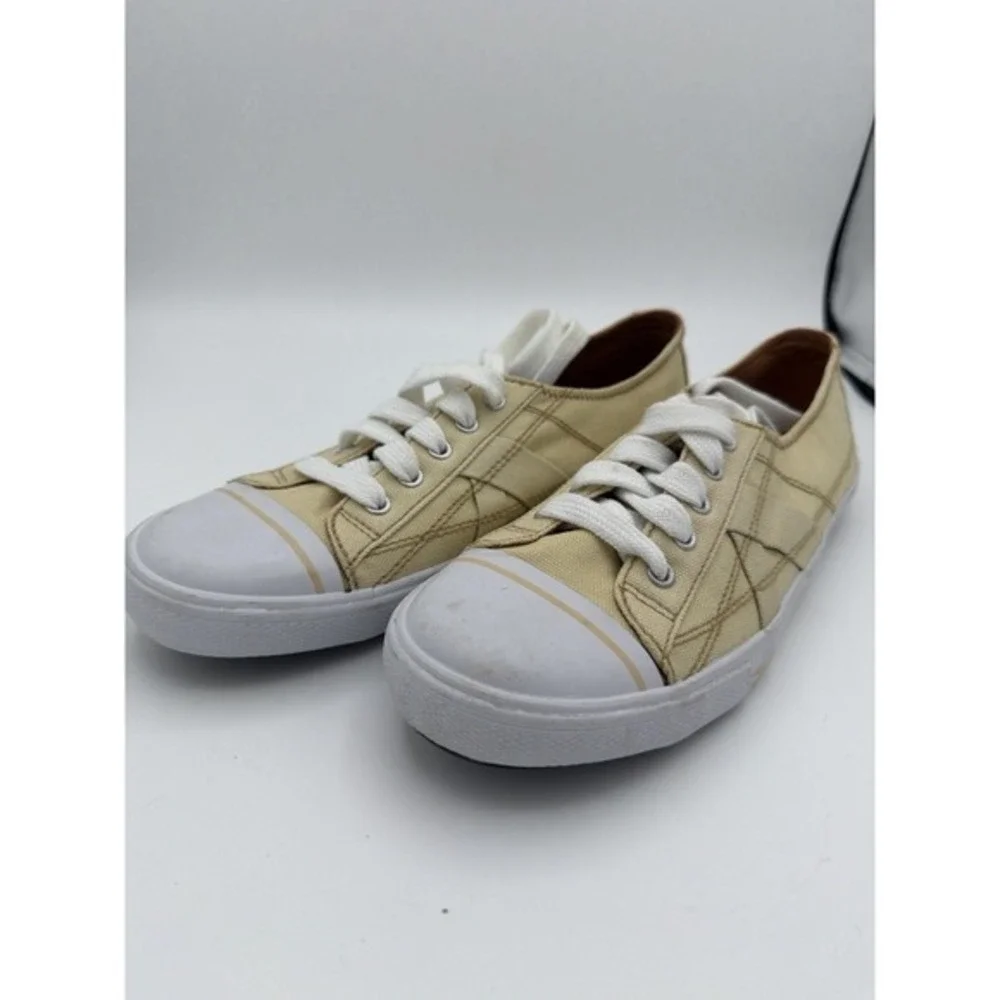 Naturalizer Gallagher Canvas Sneakers Womens 9M Beige Lace Up Comfort Shoes 1633